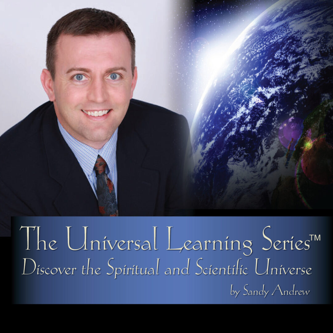 Photo collage of a man in a suit and the Earth with texts "The Universal Learning Series"